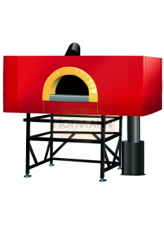 Holzofen, vormontiert, 7 Pizzen, mit rotierender Monoblock Backfläche, Innenmaße 1660x1300x320, Außenmaße 1860x1500x1900